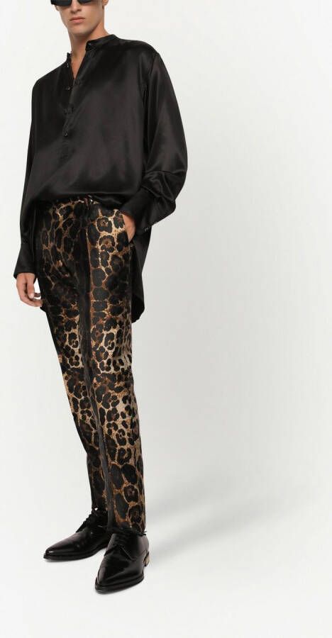 Dolce & Gabbana Broek met luipaardprint jacquard Bruin