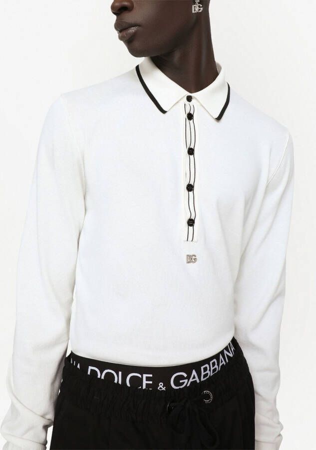 Dolce & Gabbana Katoenen poloshirt met logopatch Wit