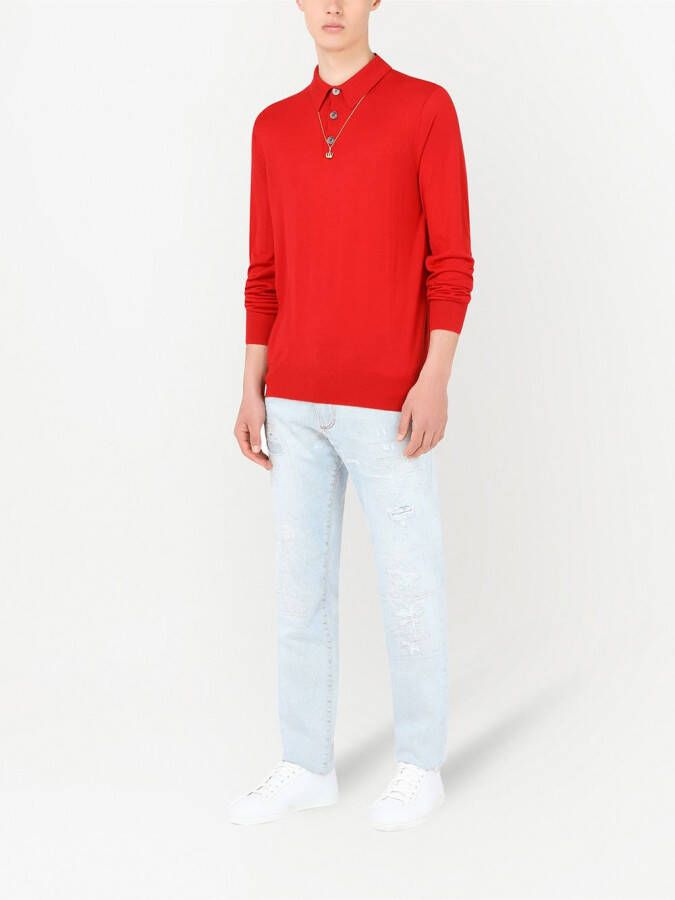 Dolce & Gabbana Poloshirt met lange mouwen Rood