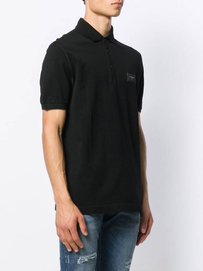 Dolce & Gabbana Poloshirt met logo plakkaat Zwart