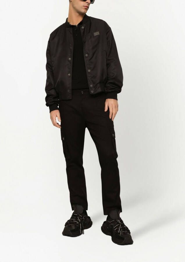 Dolce & Gabbana Poloshirt van scheerwol met logo-label Zwart