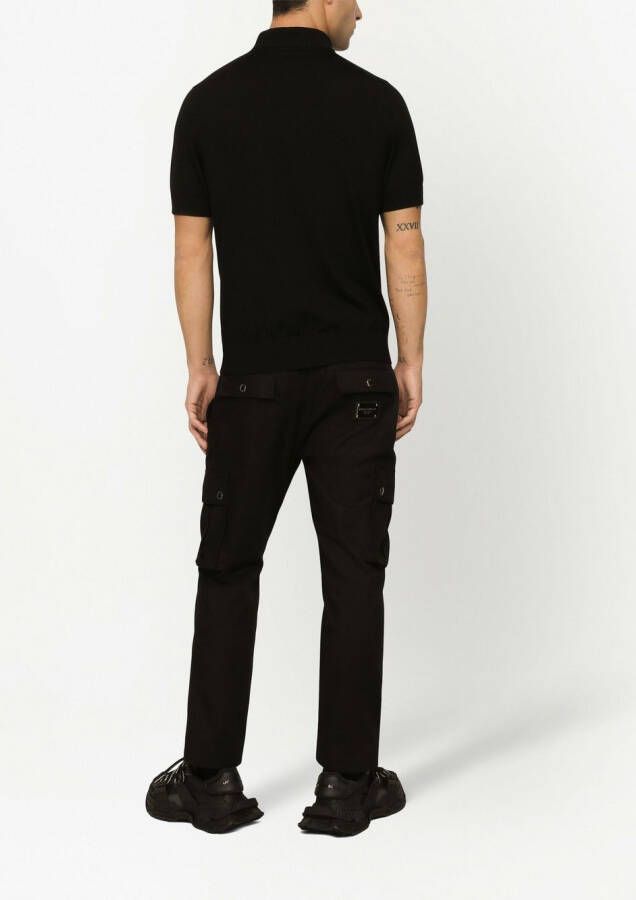 Dolce & Gabbana Poloshirt van scheerwol met logo-label Zwart