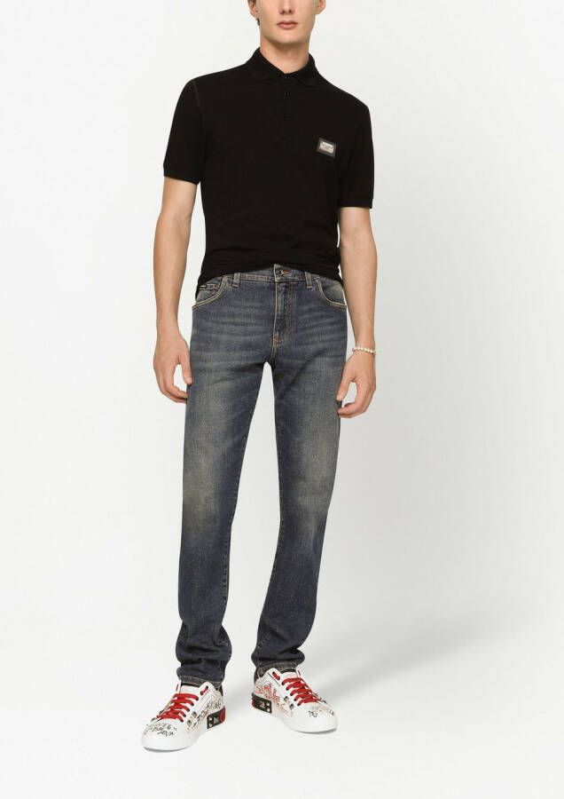 Dolce & Gabbana Piqué poloshirt met logolabel Zwart