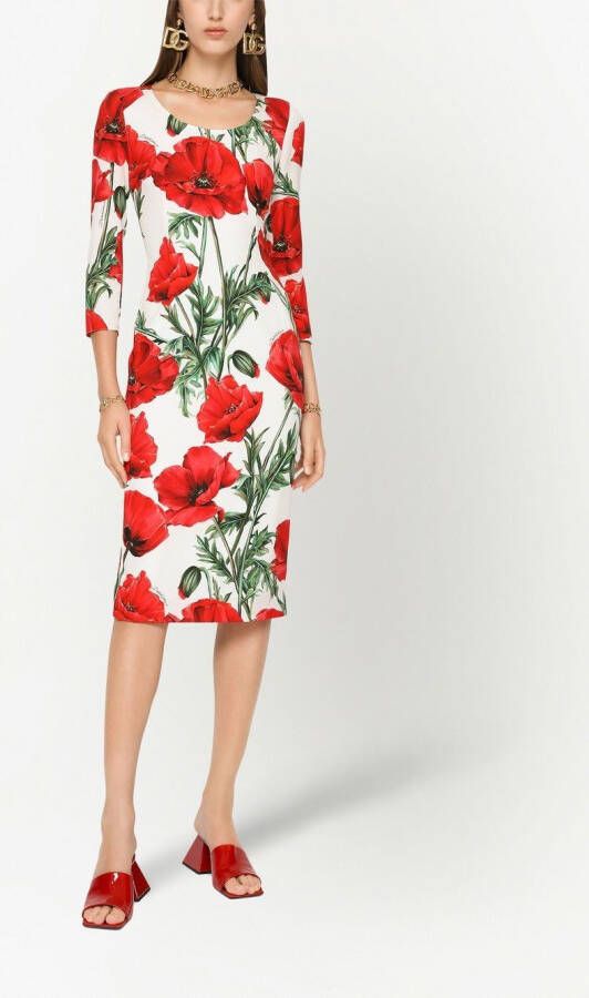 Dolce & Gabbana Midi-jurk met print Wit