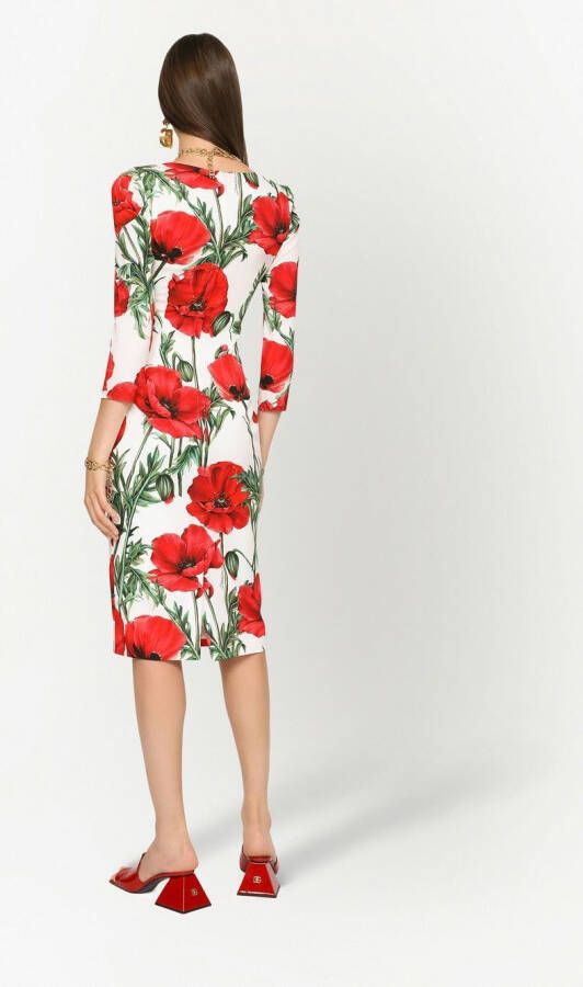 Dolce & Gabbana Midi-jurk met print Wit