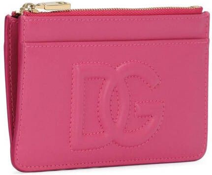 Dolce & Gabbana Pasjeshouder met DG-logo-reliëf en rits Roze