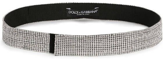 Dolce & Gabbana Mesh riem met kristallen en DG-logo Zilver