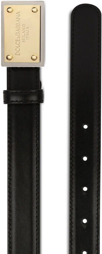 Dolce & Gabbana Leren riem met logo label Zwart