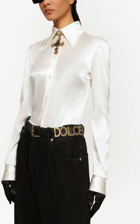 Dolce & Gabbana KIM DOLCE&GABBANA leren riem met logo Zwart