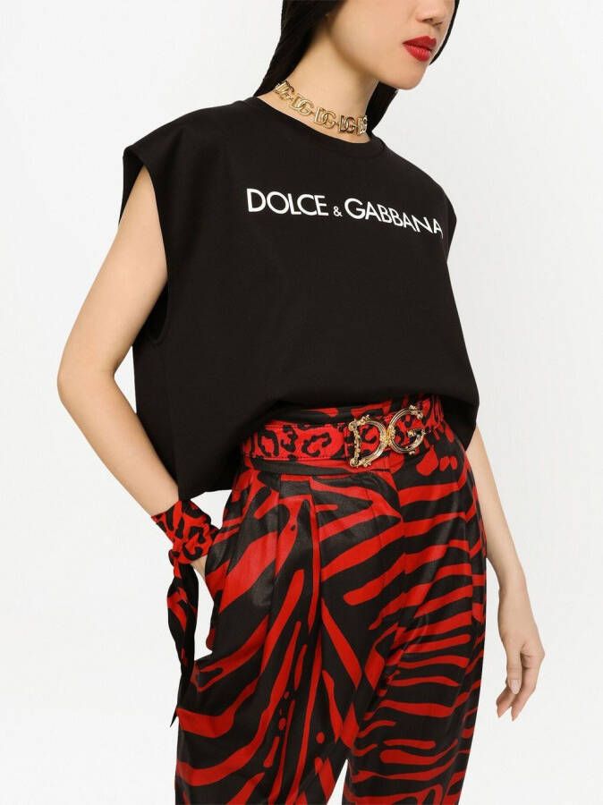 Dolce & Gabbana Leren riem met luipaardprint Rood