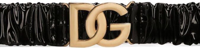 Dolce & Gabbana Lakleren riem met logo Zwart