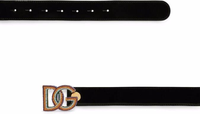 Dolce & Gabbana Lakleren riem met logo Zwart