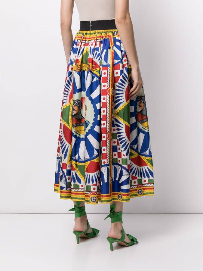 Dolce & Gabbana Twill midi-rok met Carretto-print Blauw