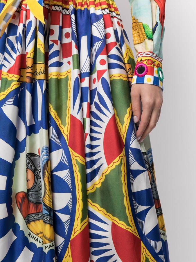 Dolce & Gabbana Twill midi-rok met Carretto-print Blauw