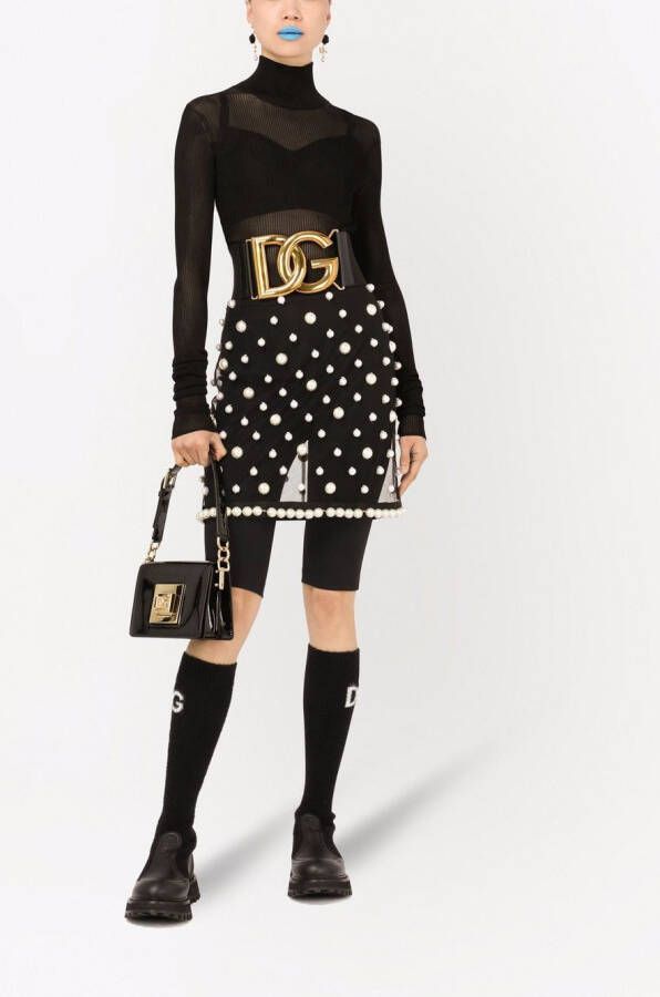 Dolce & Gabbana Tulen mini-rok verfraaid met parel Zwart