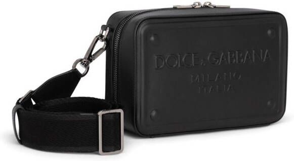 Dolce & Gabbana Leren crossbodytas met logo-reliëf Zwart