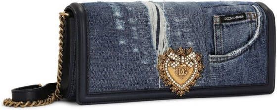 Dolce & Gabbana Devotion schoudertas met denim patchwork Blauw