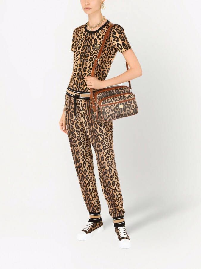Dolce & Gabbana Crespo handtas met luipaardprint Bruin