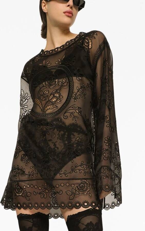Dolce & Gabbana Semi-doorzichtige jurk Zwart