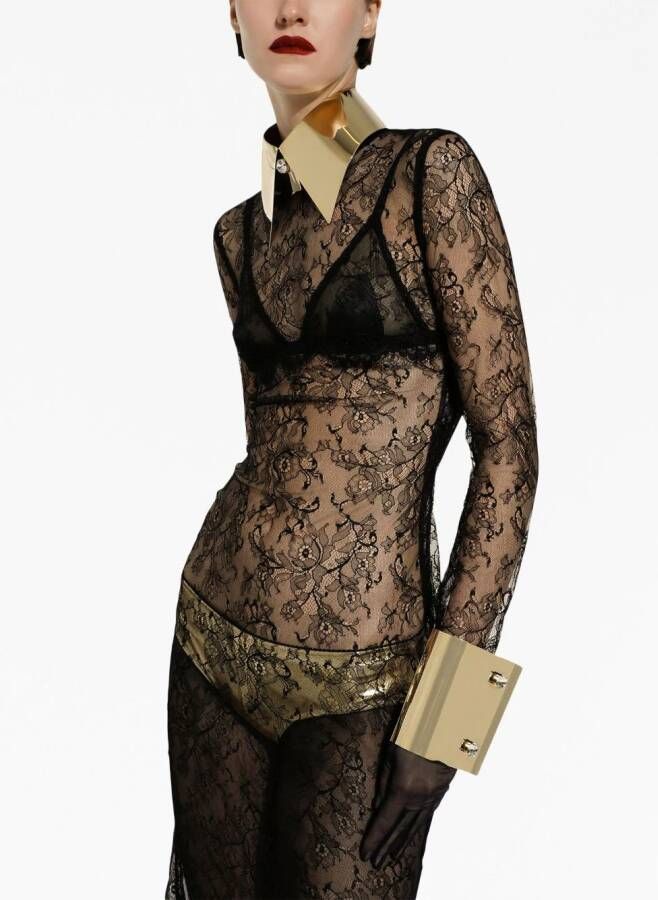 Dolce & Gabbana Semi-doorzichtige midi-jurk Zwart