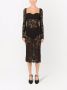 Dolce & Gabbana Kanten midi-jurk met gewelfde afwerking Zwart - Thumbnail 3