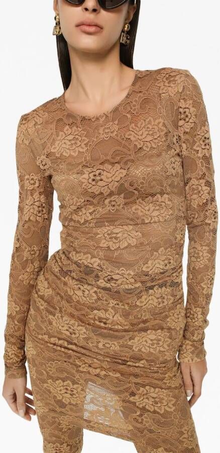 Dolce & Gabbana Semi-doorzichtige mini-jurk Bruin