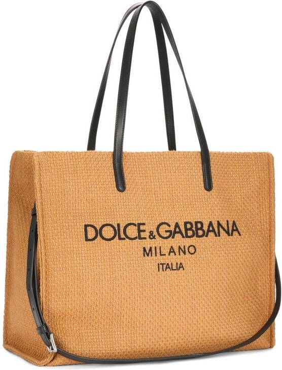Dolce & Gabbana Shopper met geborduurd logo Beige