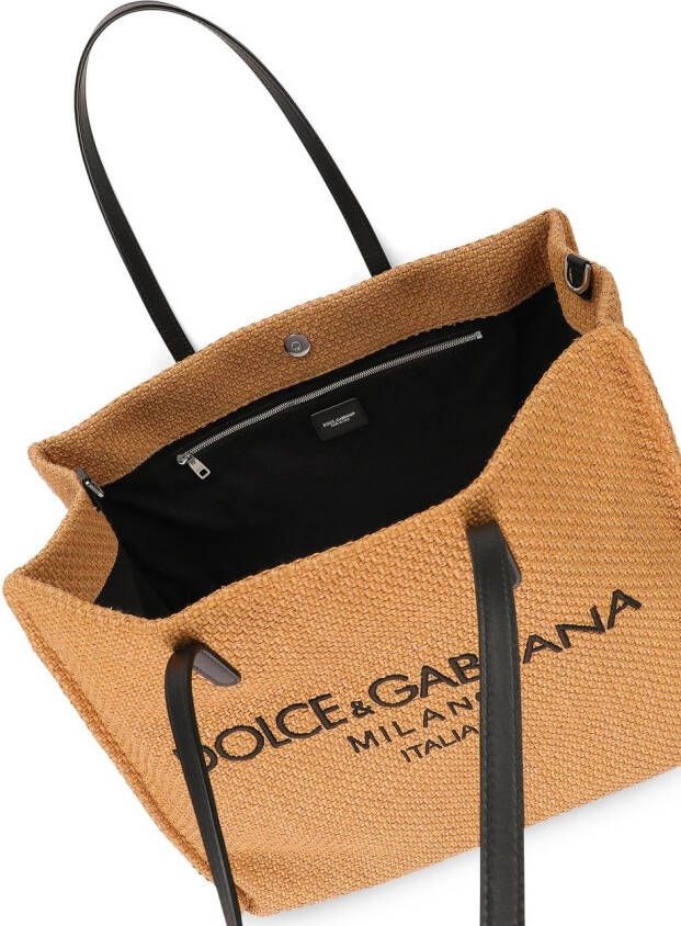 Dolce & Gabbana Shopper met geborduurd logo Beige