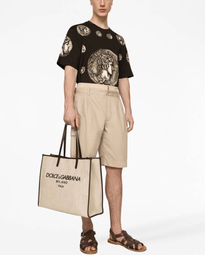 Dolce & Gabbana Shopper met geborduurd logo Beige