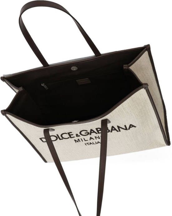 Dolce & Gabbana Shopper met geborduurd logo Beige