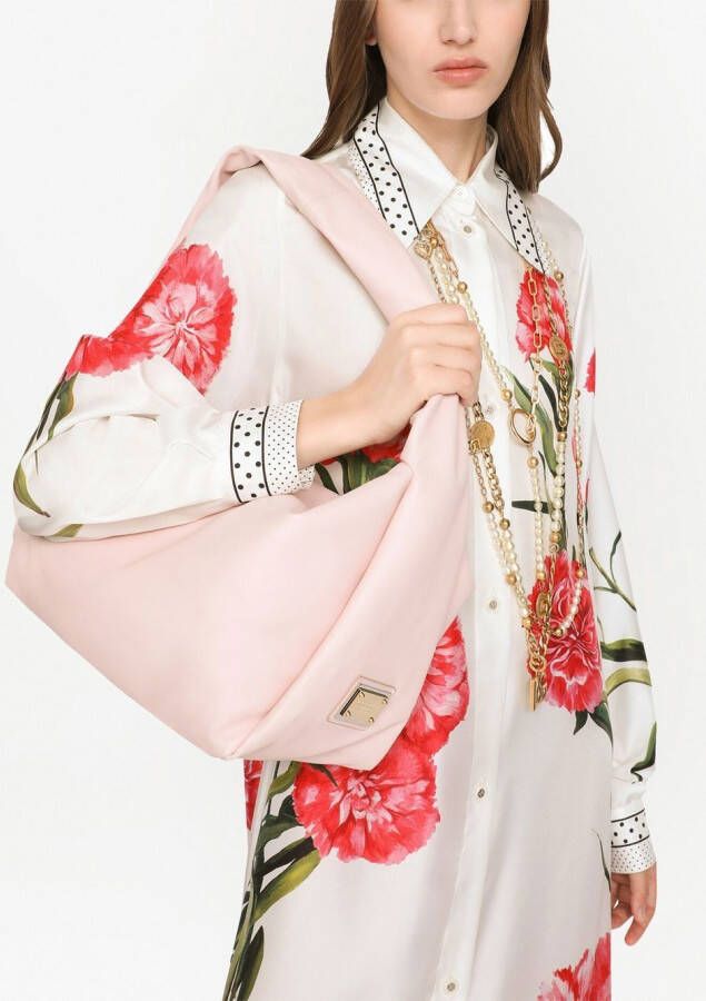 Dolce & Gabbana Soft medium schoudertas met logo label Roze