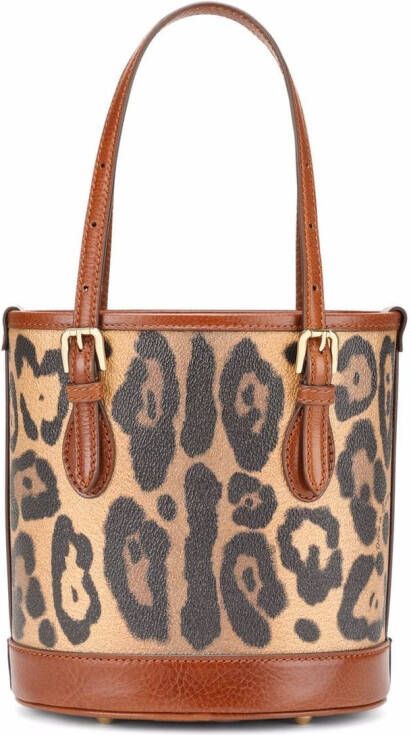 Dolce & Gabbana Kleine Crespo bucket-tas met luipaardprint Bruin