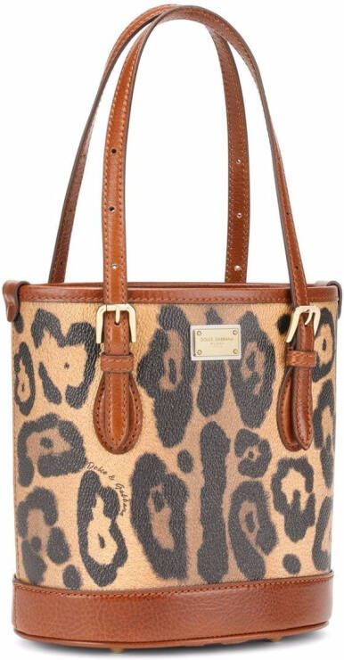 Dolce & Gabbana Kleine Crespo bucket-tas met luipaardprint Bruin