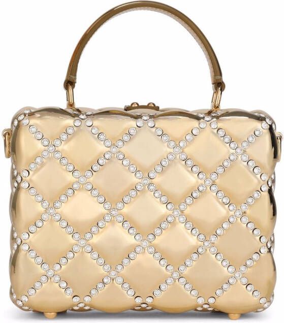 Dolce & Gabbana Dolce Box tas verfraaid met stras en handgreep Goud