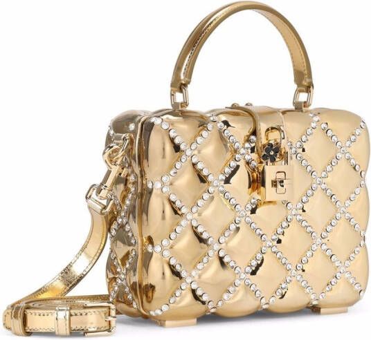 Dolce & Gabbana Dolce Box tas verfraaid met stras en handgreep Goud