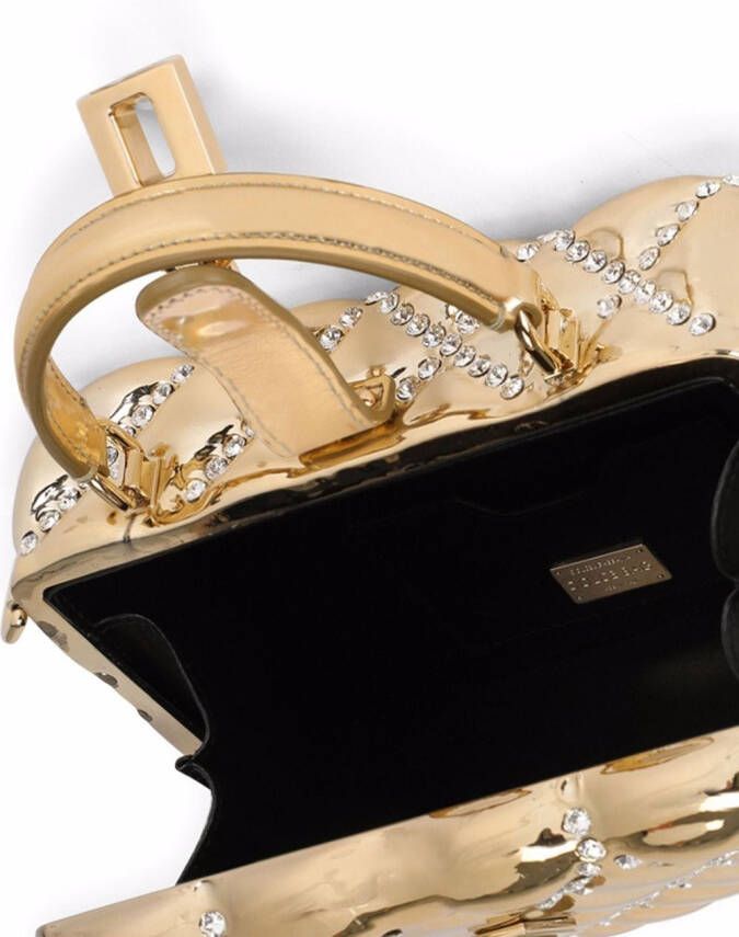 Dolce & Gabbana Dolce Box tas verfraaid met stras en handgreep Goud