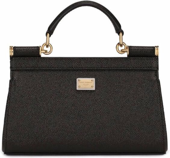 Dolce & Gabbana Kleine Sicily tas verfraaid met stras en handgreep Zwart