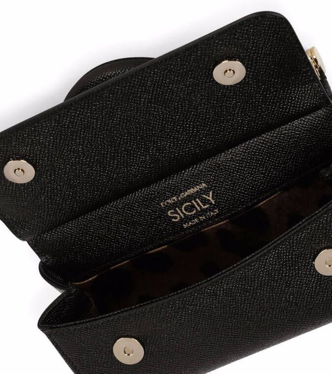 Dolce & Gabbana Kleine Sicily tas verfraaid met stras en handgreep Zwart