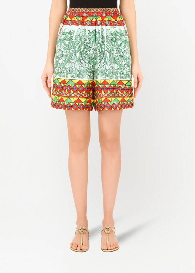 Dolce & Gabbana Twill shorts met print Blauw