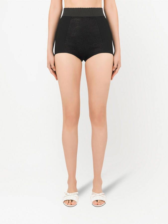 Dolce & Gabbana High waist slip met jacquard Zwart