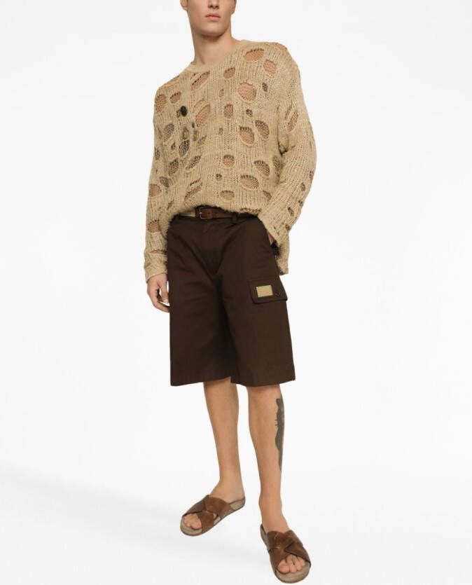 Dolce & Gabbana Shorts met logoplakkaat Bruin