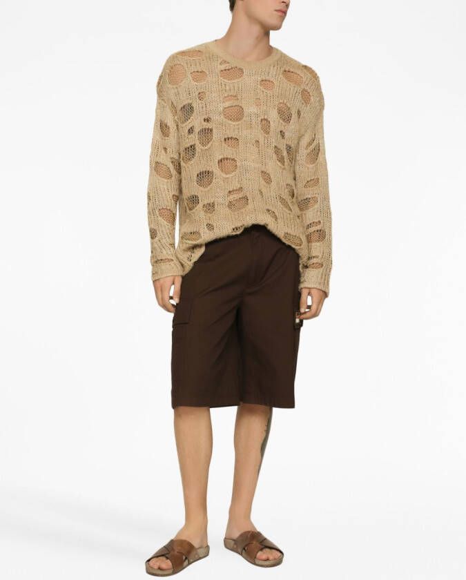 Dolce & Gabbana Shorts met logoplakkaat Bruin