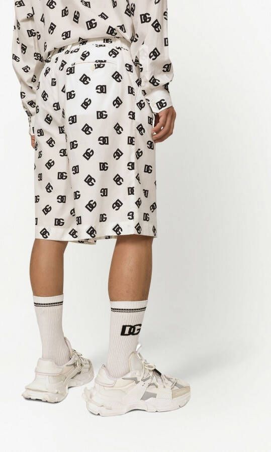 Dolce & Gabbana Popeline shorts met DG monogram Wit
