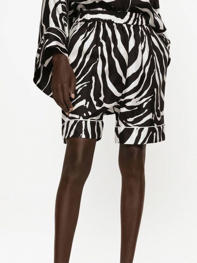 Dolce & Gabbana Twill pyjamashorts met zebraprint Zwart