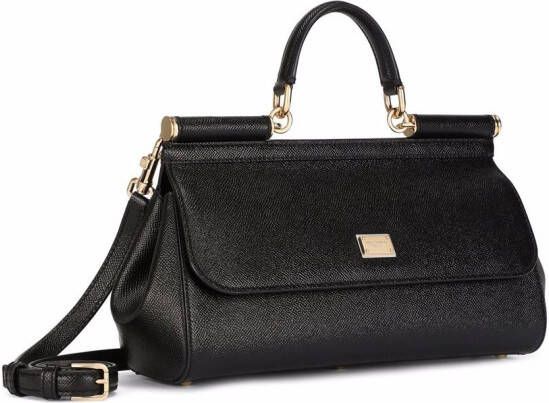 Dolce & Gabbana Medium Sicily leren tas met handgreep Zwart