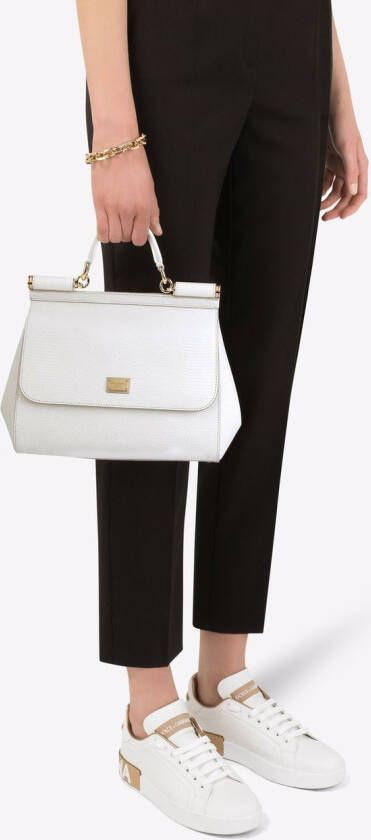 Dolce & Gabbana Sicily grote tas met handgreep en print Wit