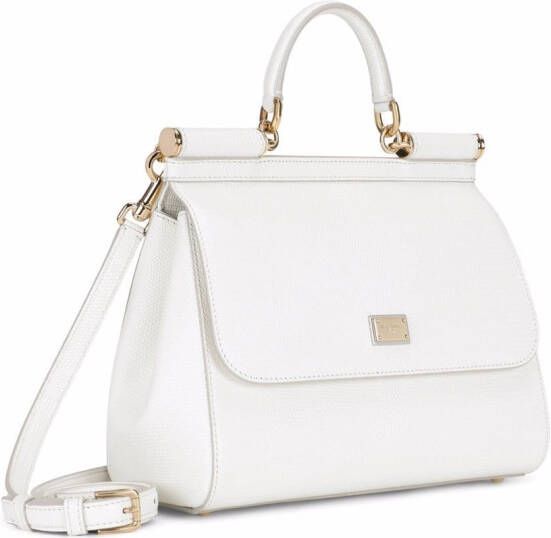 Dolce & Gabbana Sicily grote tas met handgreep en print Wit