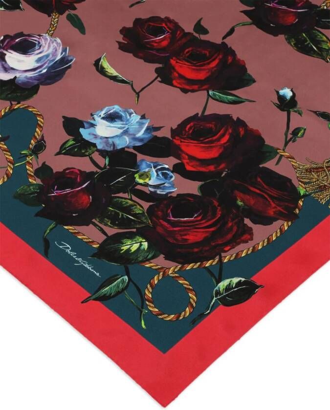 Dolce & Gabbana Sjaal met bloemenprint Rood