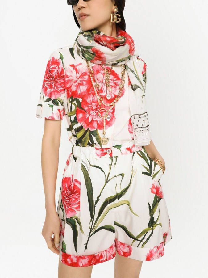 Dolce & Gabbana Sjaal met bloemenprint Wit