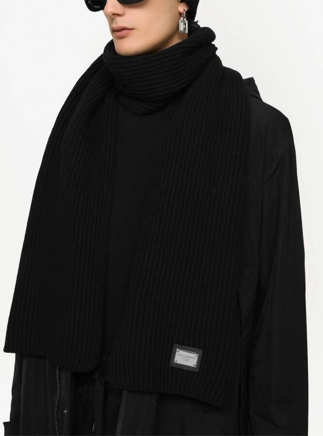 Dolce & Gabbana Sjaal met logopatch Zwart